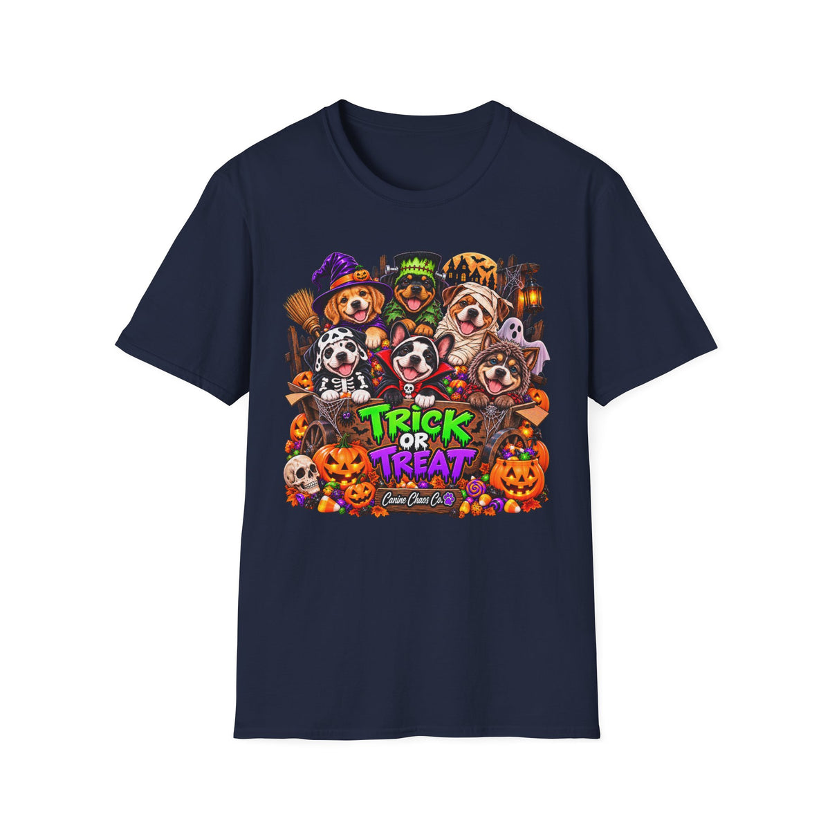 Halloween Dogs Trick or Treat T-Shirt — Cute Puppy Costume Graphic Tee