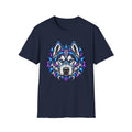 Mystic Wolf Graphic Tee — Neon Tribal Husky T-Shirt