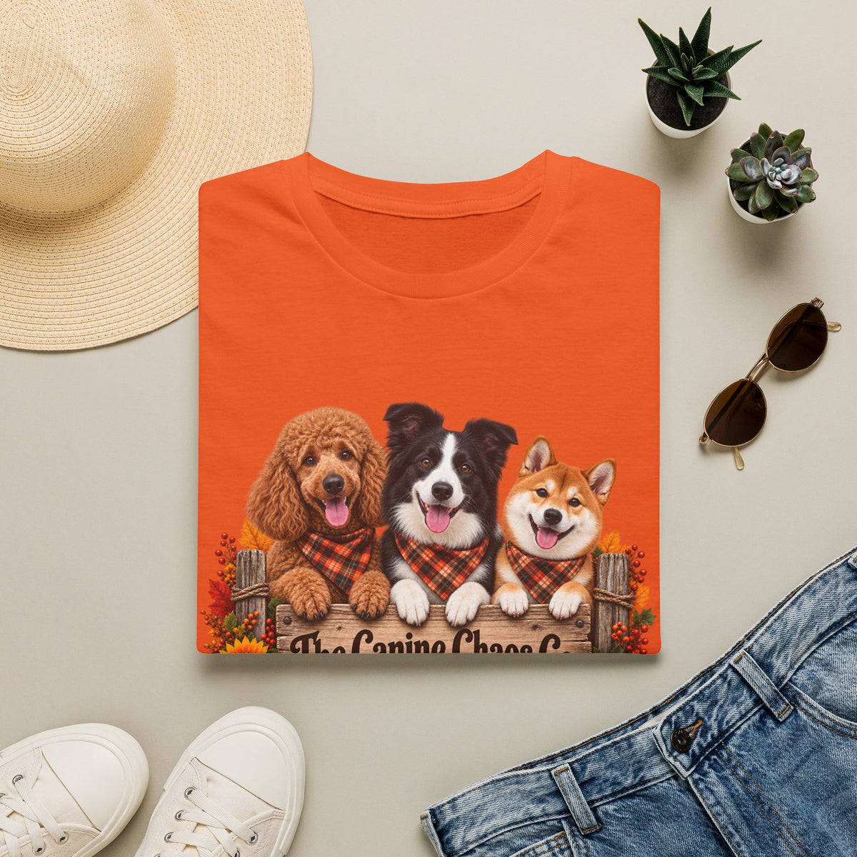 Three Dogs Fall Plaid Tee | T-Shirt