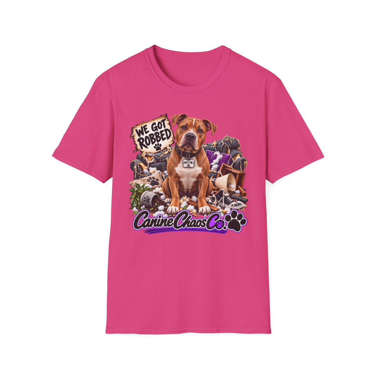 Canine Chaos Co. "We Got Robbed" Dog Graphic T-Shirt
