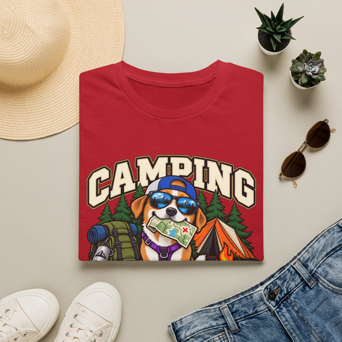 Camping Was My Idea T-Shirt — Funny Dog Camper Graphic Tee