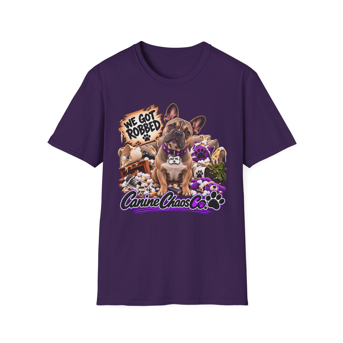 French Bulldog 'We Got Robbed' Graphic T-Shirt — Canine Chaos Co. Puppy Tee