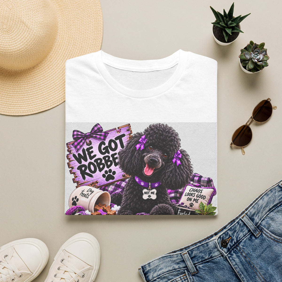 Poodle Paw Print Tee — “We Got Robbed” Canine Chaos Co. Graphic Shirt