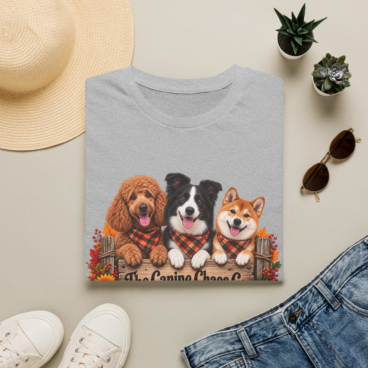 Three Dogs Fall Plaid Tee | T-Shirt