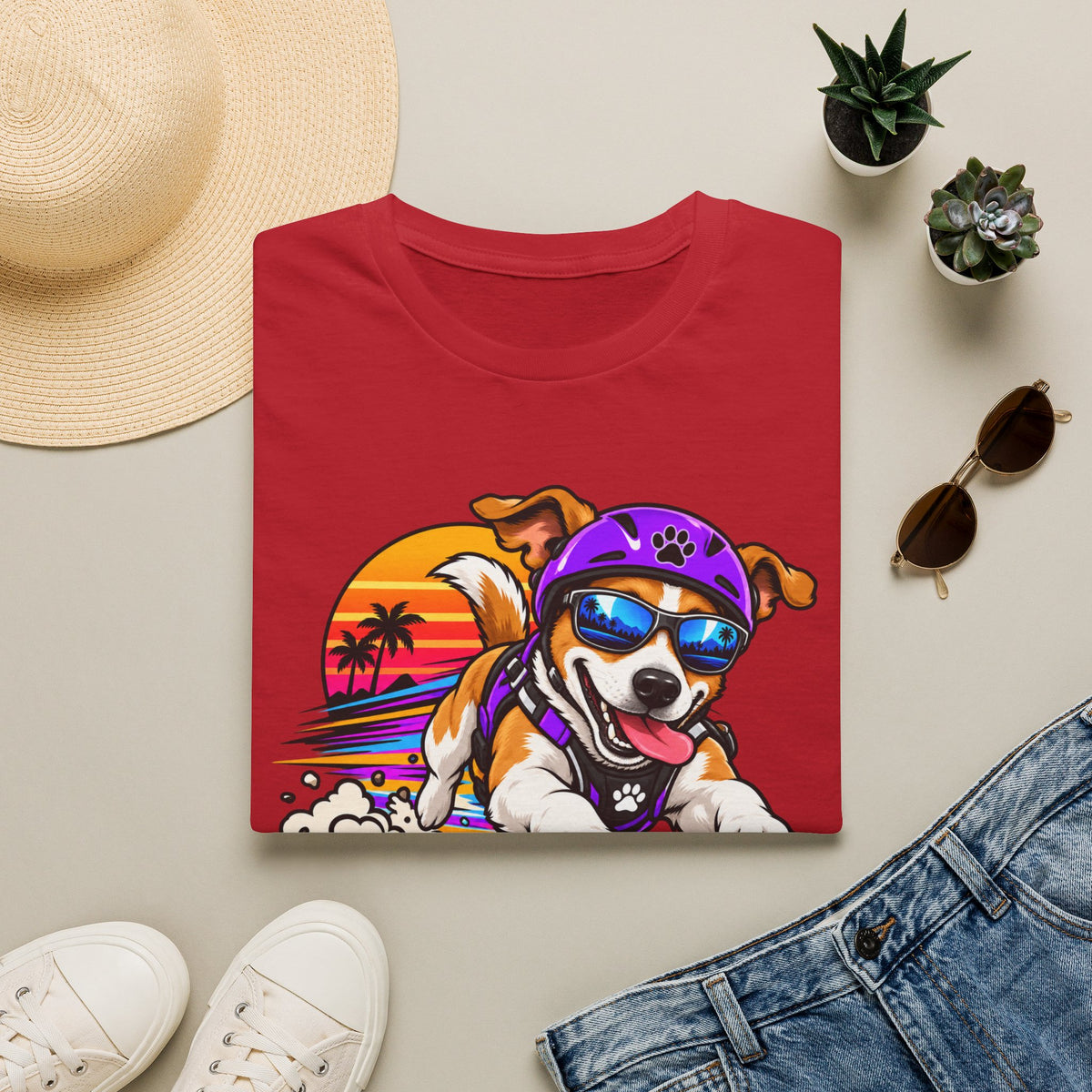Full Send Dog T-Shirt – Retro Surfing Pup Graphic Tee
