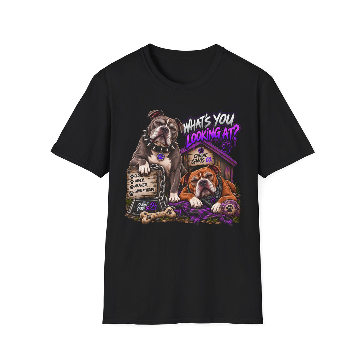Bulldog "What's You Looking At?" Graphic T-Shirt