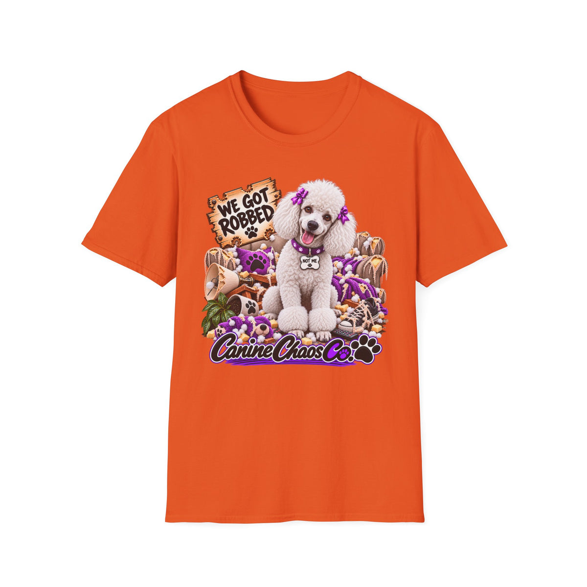 Poodle Pet Rescue Tee — “We Got Robbed” Canine Chaos Co. Graphic T-Shirt