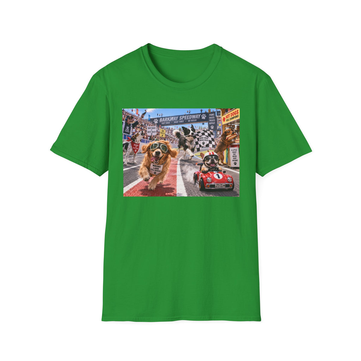 Dog Racing Graphic T-Shirt — Vintage Pit Stop Cartoon Tee