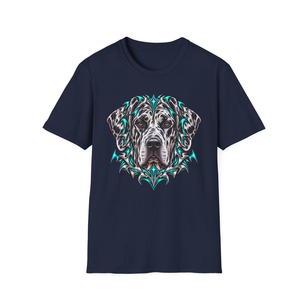 Great Dane Tribal Art T-Shirt — Stylized Dog Portrait Tee