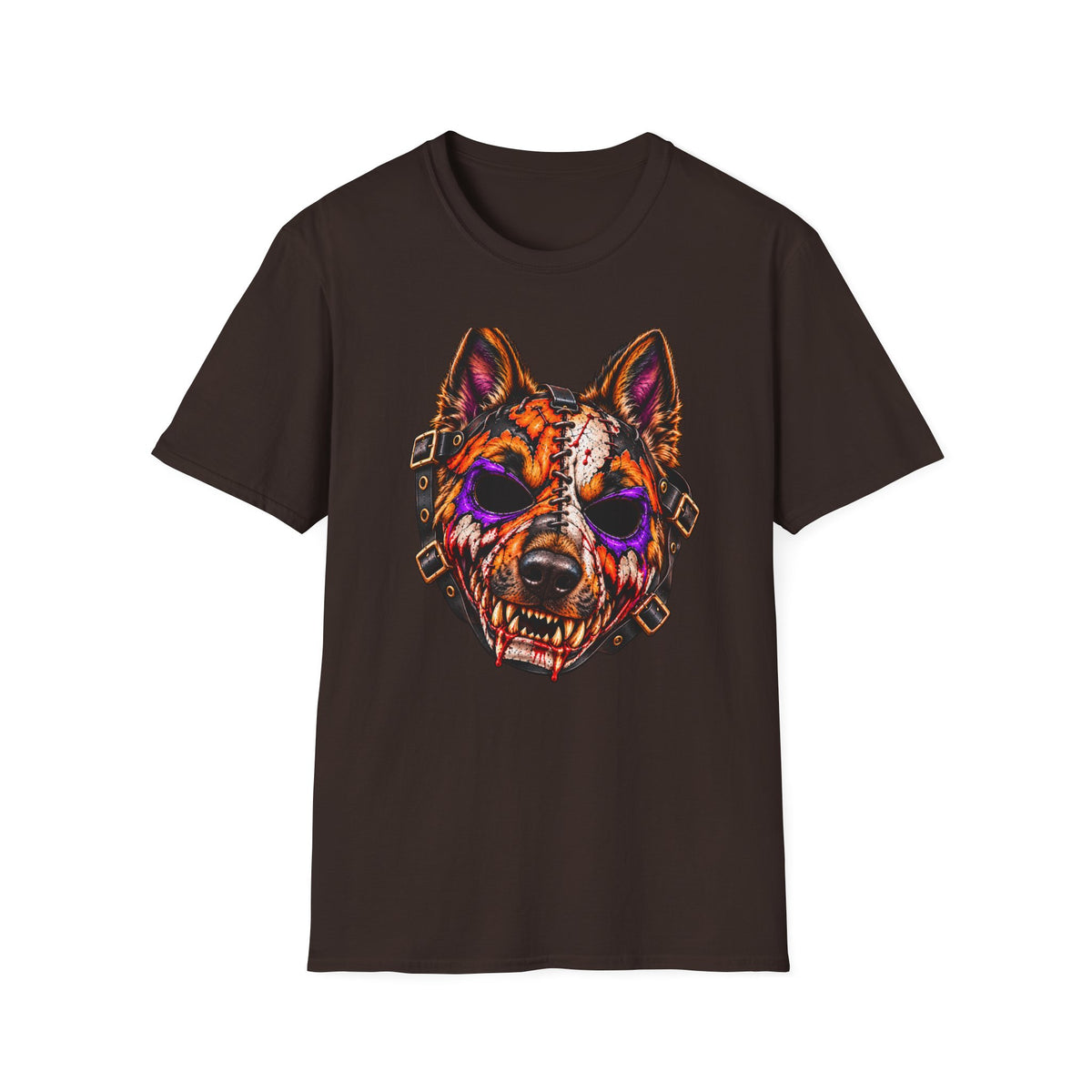 Horror Shepherd Mask T-Shirt — Neon Zombie Shepherd Graphic Tee
