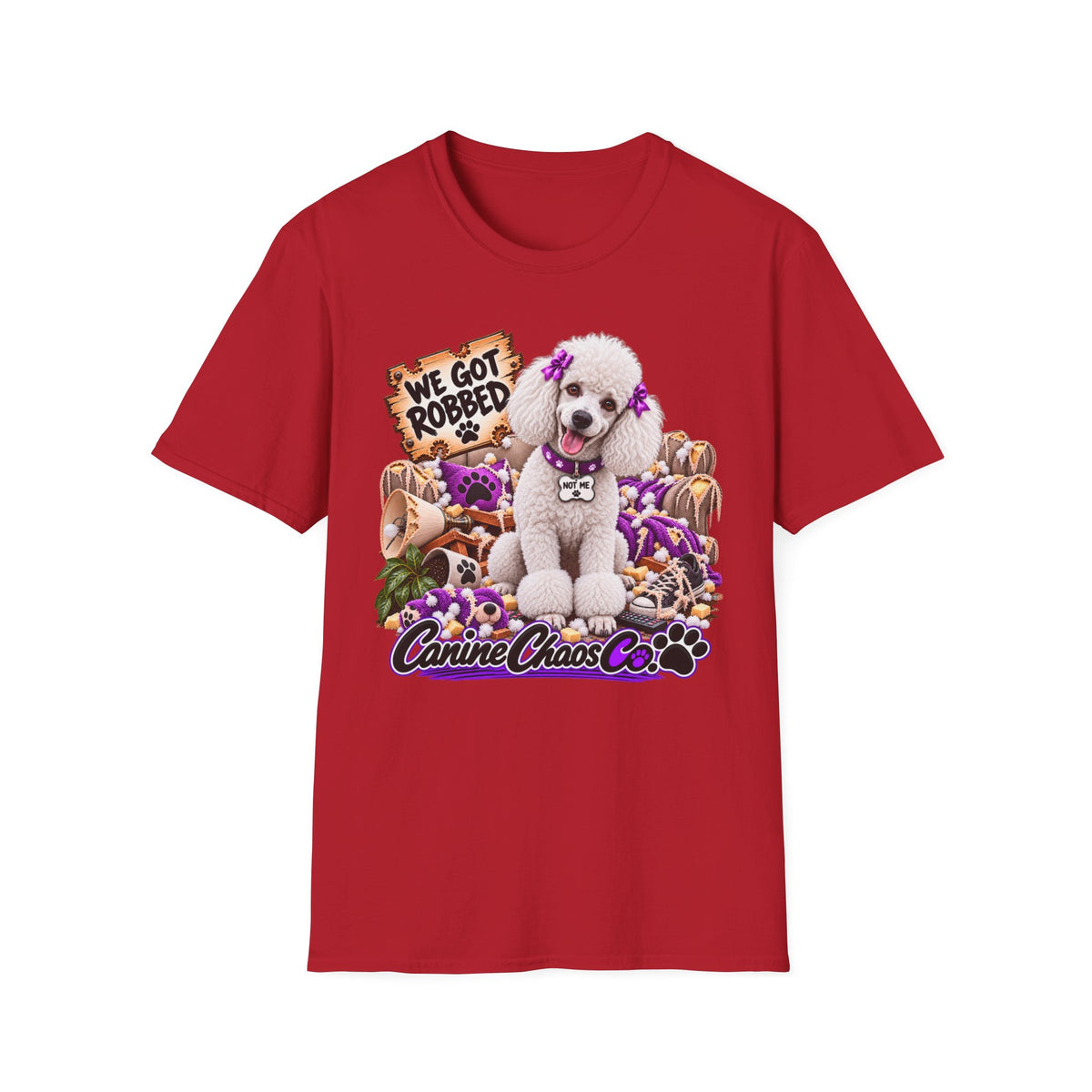Poodle Pet Rescue Tee — “We Got Robbed” Canine Chaos Co. Graphic T-Shirt