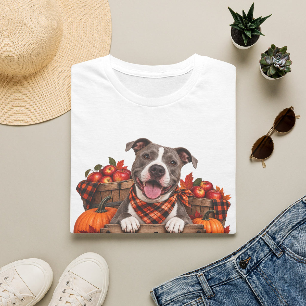 Fall Dog T-Shirt — 'Canine Chaos Co.' Autumn Pumpkin & Leaves Tee