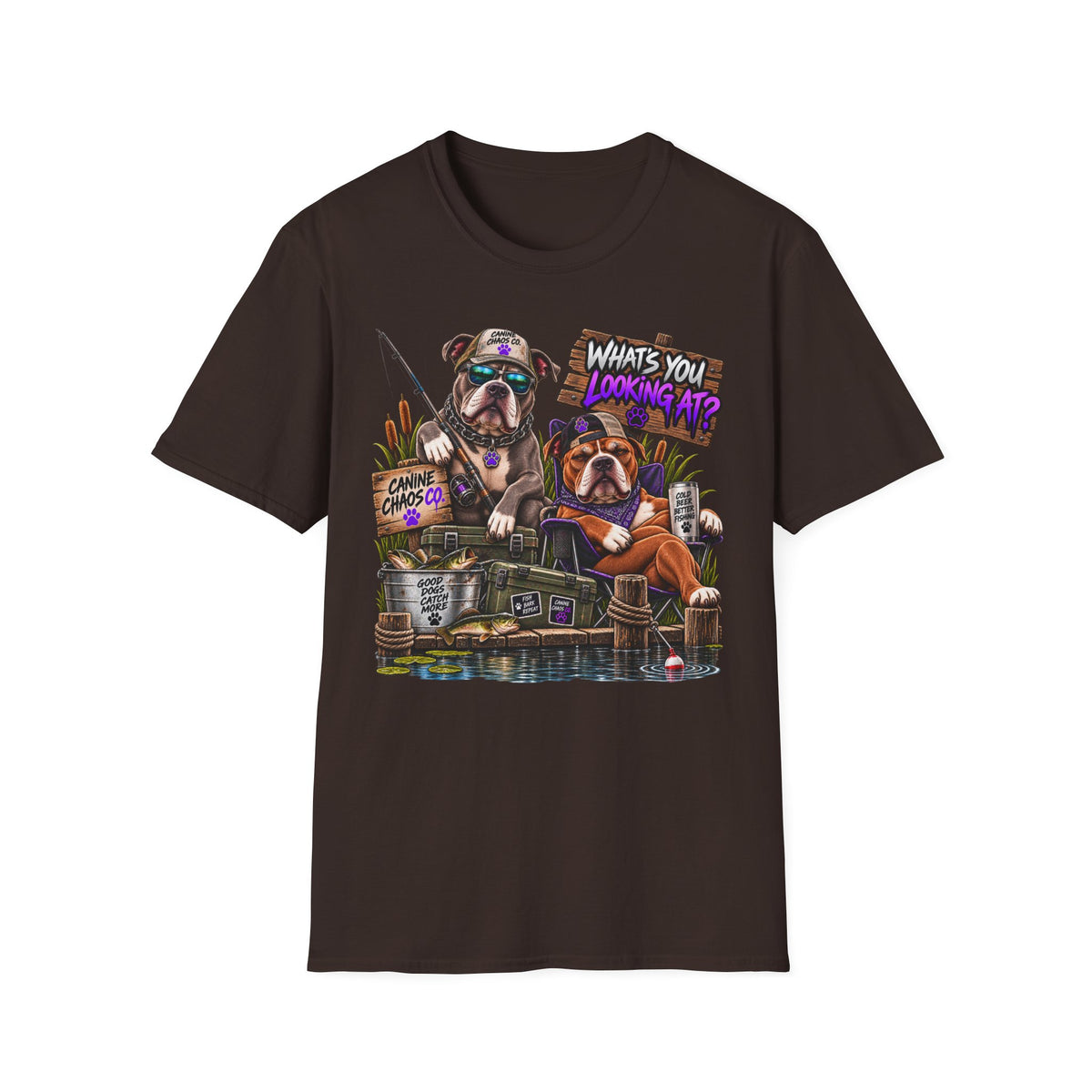 Bulldog Fishing Tee — "What's You Lookin' At?" Graphic T-Shirt