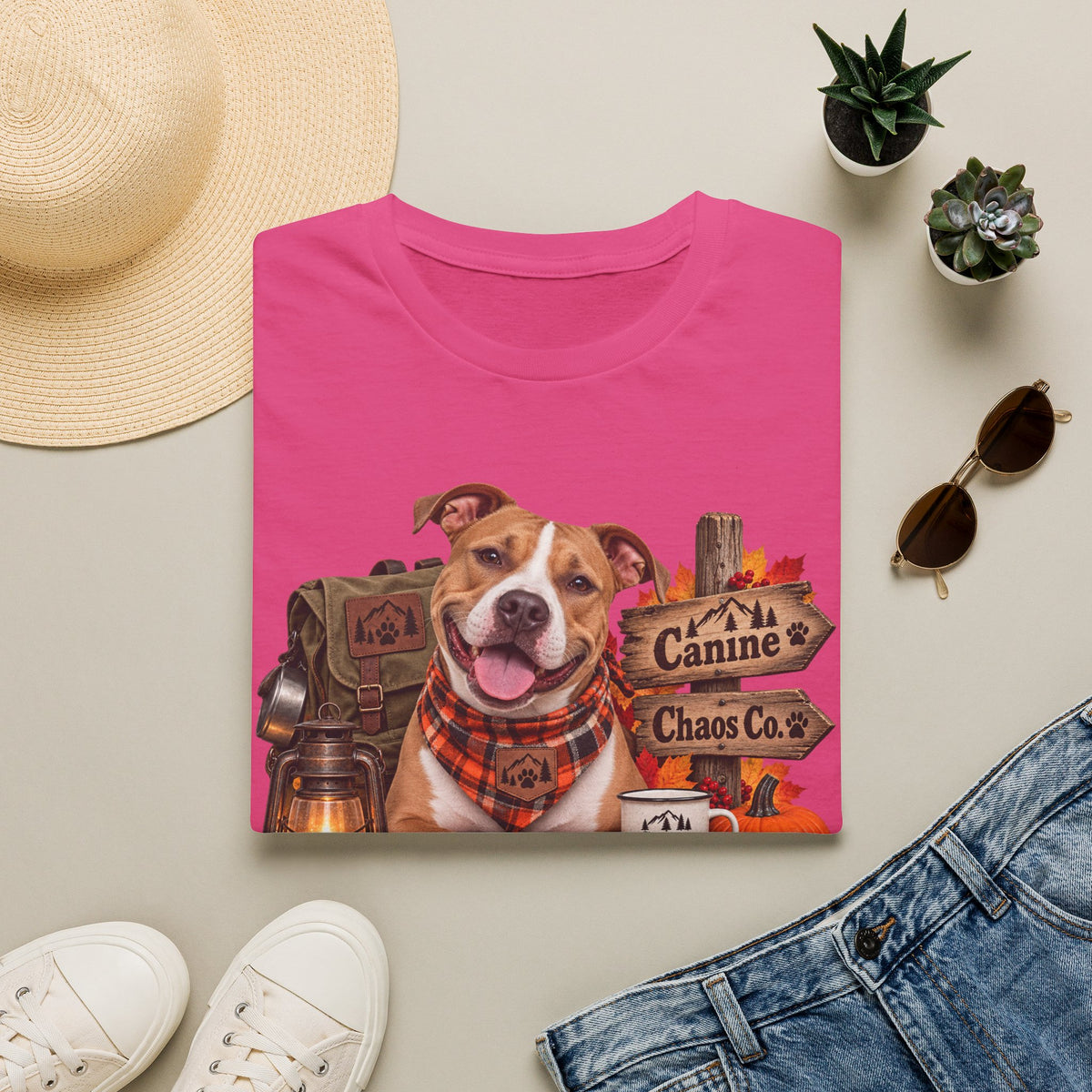 Canine Chaos Co. Fall Dog T-Shirt — Cute Plaid Bandana Puppy Tee
