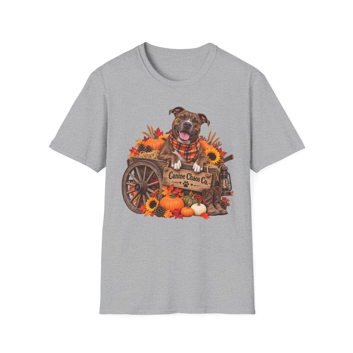 Fall Dog Harvest T-Shirt — 'Canine Chase Co.' Autumn Pumpkin Tee
