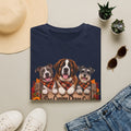 Fall Dog Trio T-Shirt — "The Canine Chaos Co." Plaid Pumpkin Tee