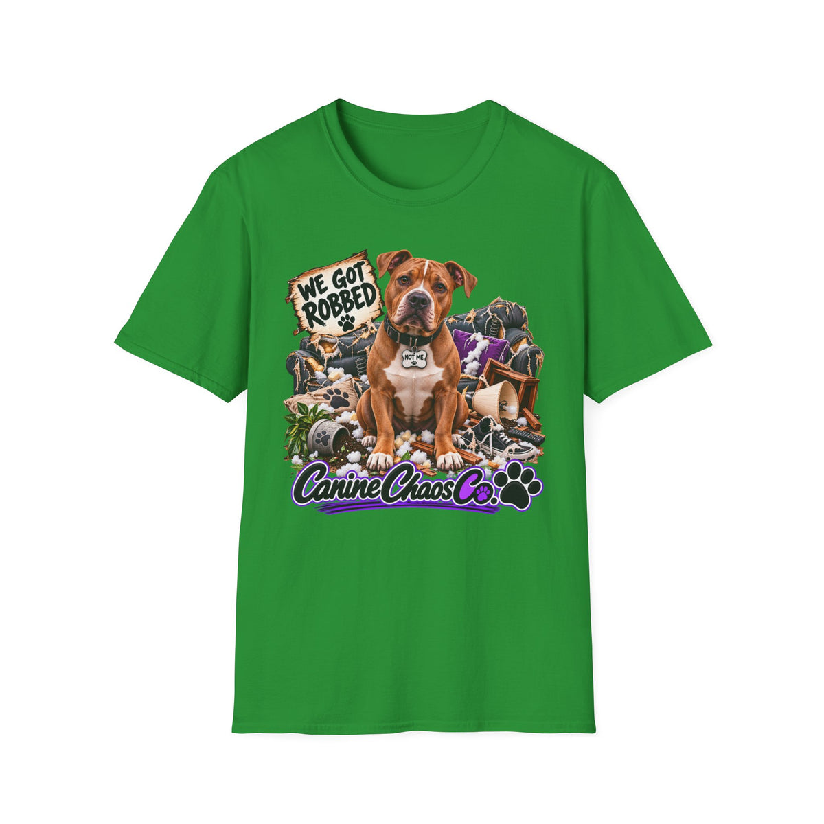 Canine Chaos Co. "We Got Robbed" Dog Graphic T-Shirt