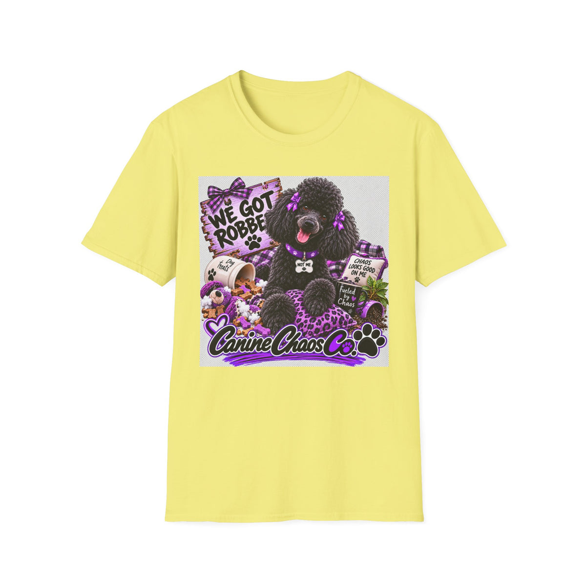 Poodle Paw Print Tee — “We Got Robbed” Canine Chaos Co. Graphic Shirt