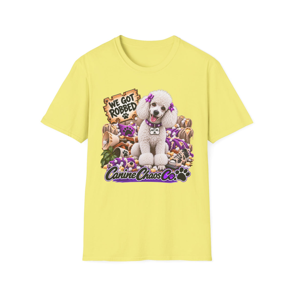 Poodle Pet Rescue Tee — “We Got Robbed” Canine Chaos Co. Graphic T-Shirt