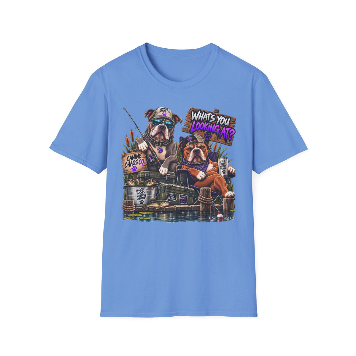 Bulldog Fishing Tee — "What's You Lookin' At?" Graphic T-Shirt