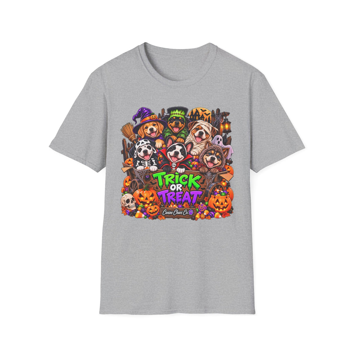 Halloween Dogs Trick or Treat T-Shirt — Cute Puppy Costume Graphic Tee