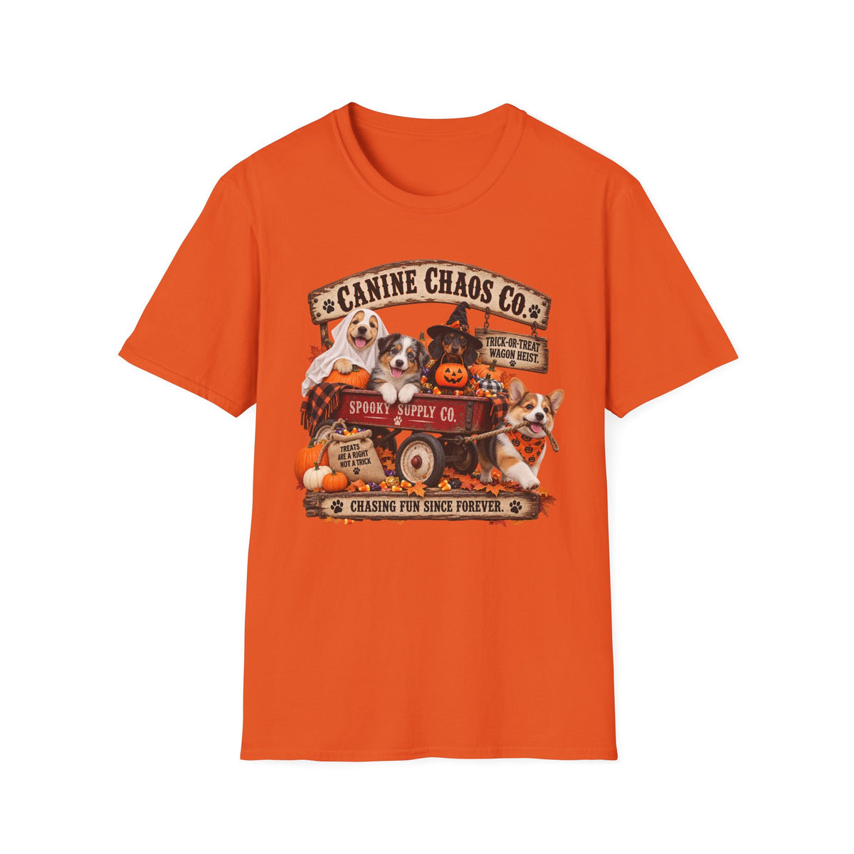 Canine Chaos Co. Halloween Dog T-Shirt — Pumpkins & Pups Fall Graphic Tee