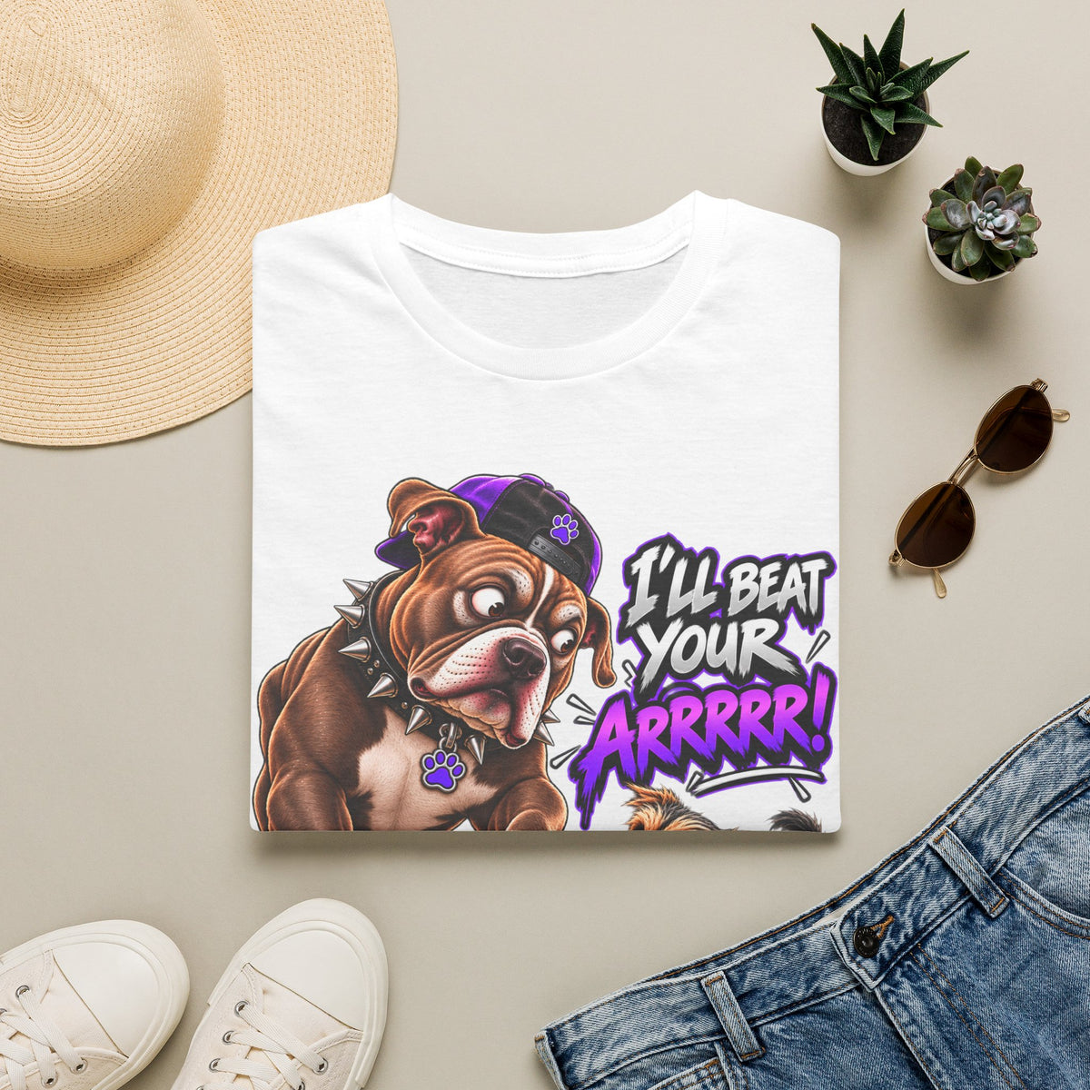 Bulldog Comics T‑Shirt – "I'll Beat Your Arrrr!" Funny Cartoon Dog Tee