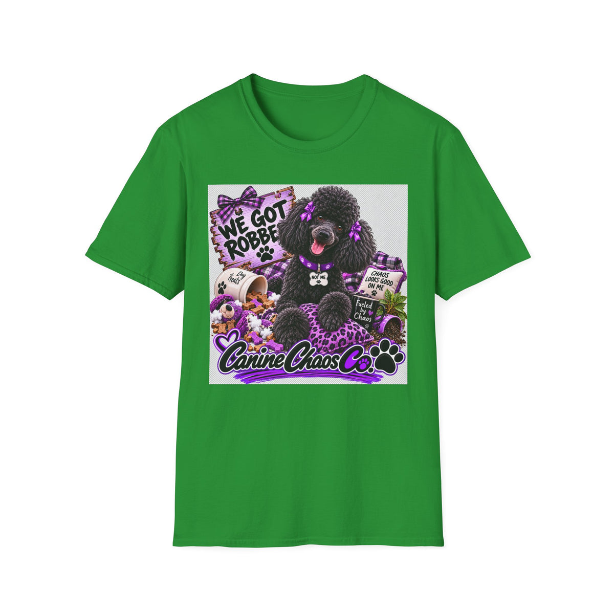 Poodle Paw Print Tee — “We Got Robbed” Canine Chaos Co. Graphic Shirt