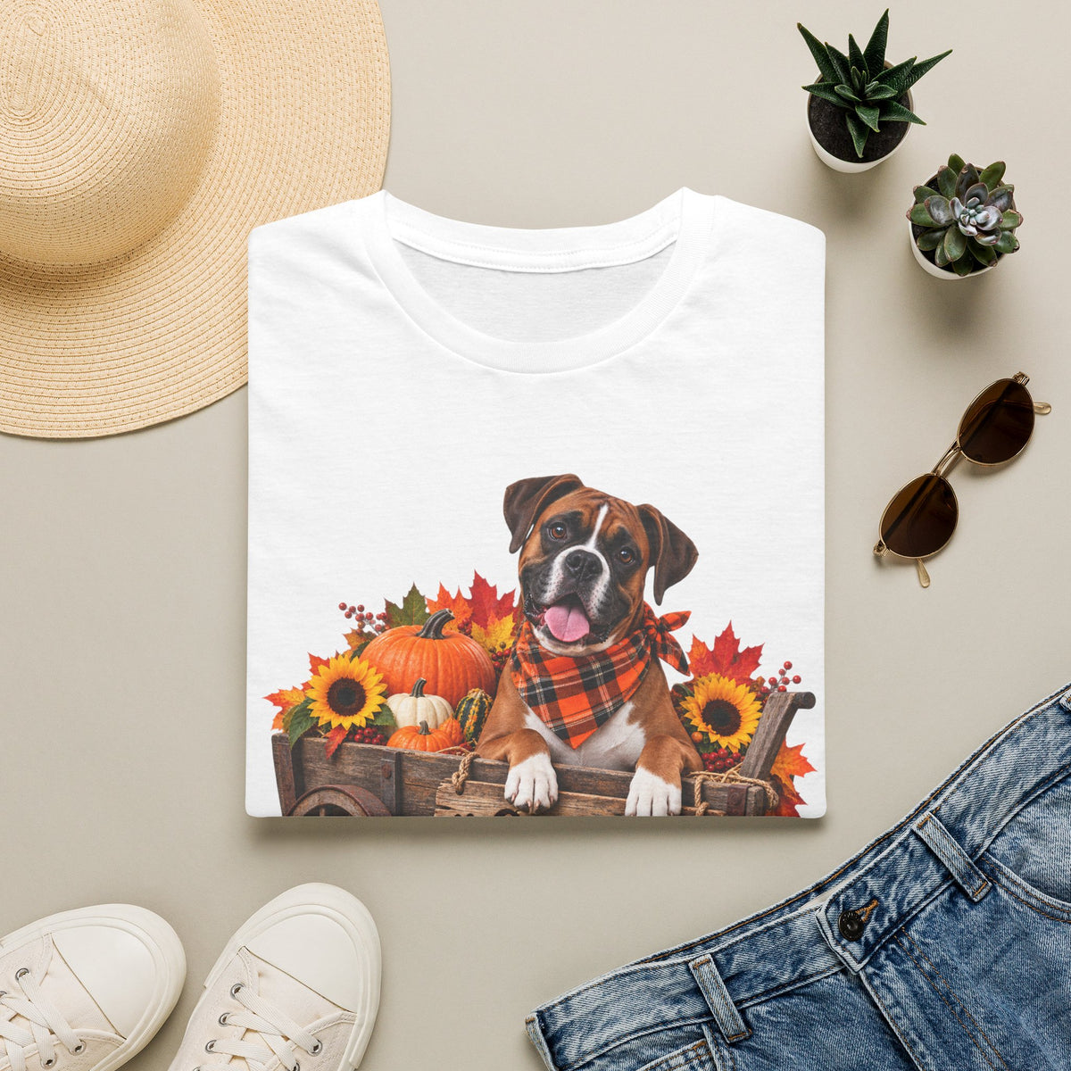 Fall Dog Pumpkin T‑Shirt — 'Canine Chaos Co.' Autumn Wagon Graphic