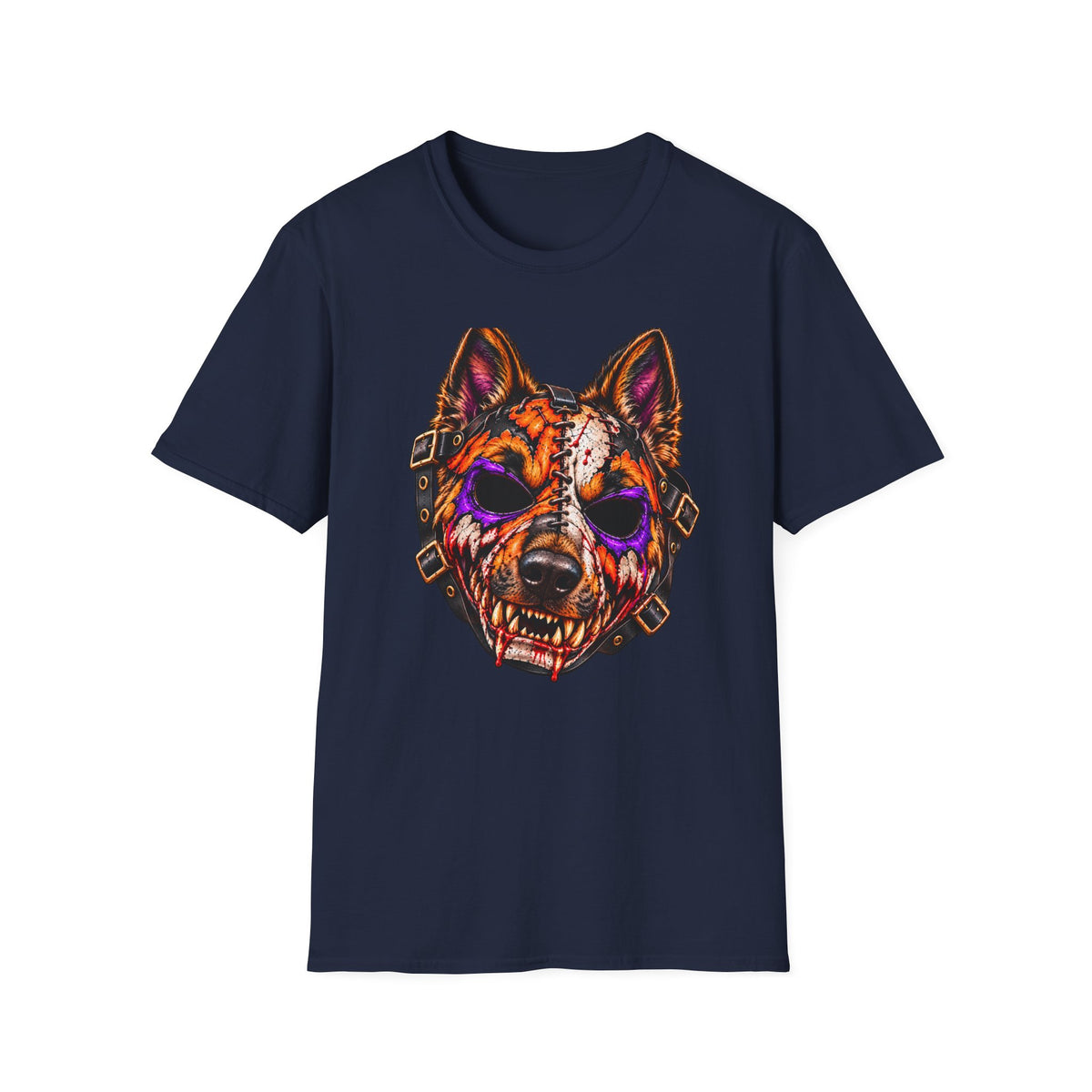 Horror Shepherd Mask T-Shirt — Neon Zombie Shepherd Graphic Tee