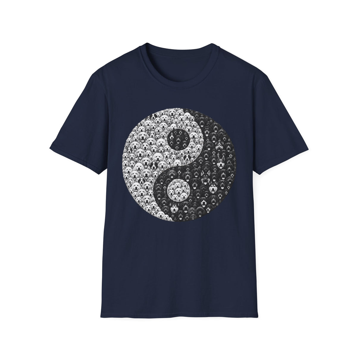 Yin Yang Dog Tee — Black & White Skull Yin Yang Graphic T-Shirt