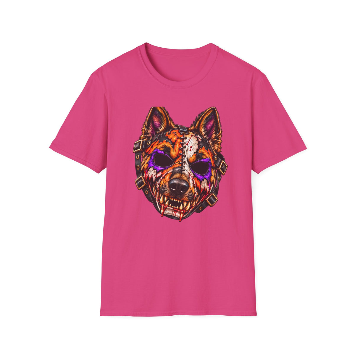 Horror Shepherd Mask T-Shirt — Neon Zombie Shepherd Graphic Tee