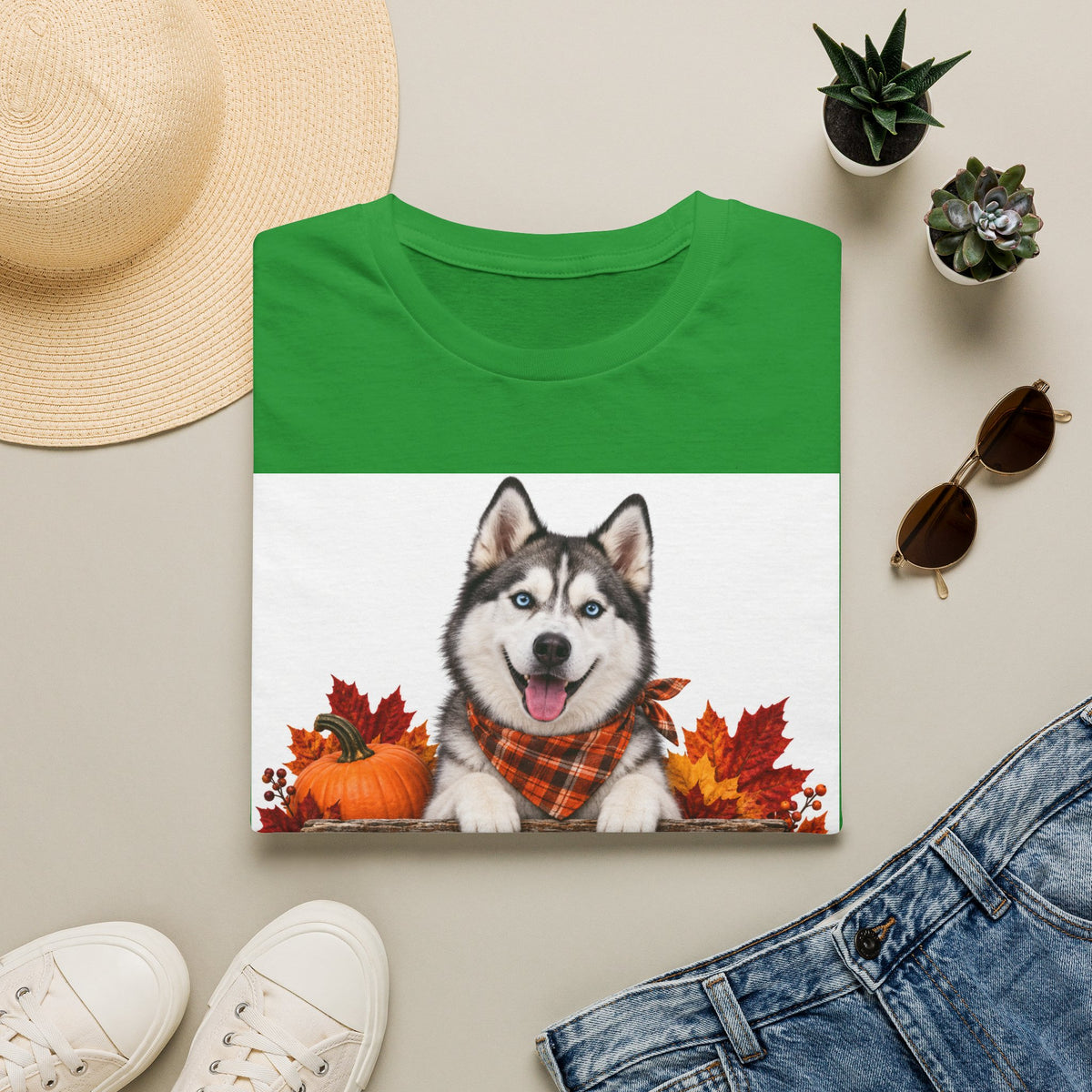 Husky Autumn Tee – 'Canine Chaos Co.' Fall Dog T-Shirt