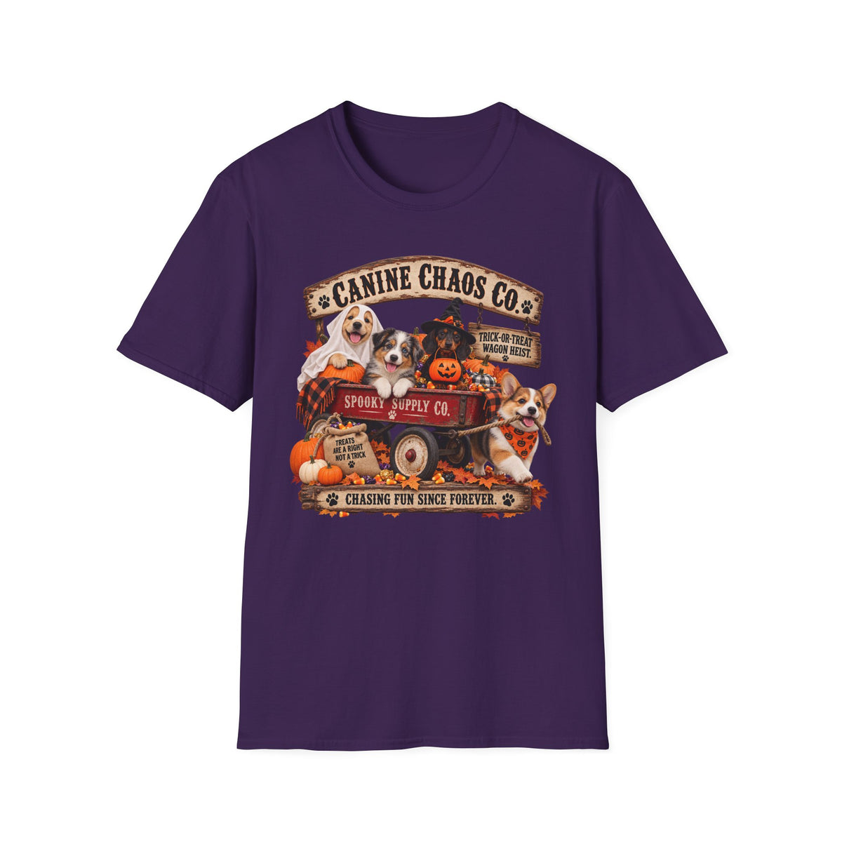 Canine Chaos Co. Halloween Dog T-Shirt — Pumpkins & Pups Fall Graphic Tee