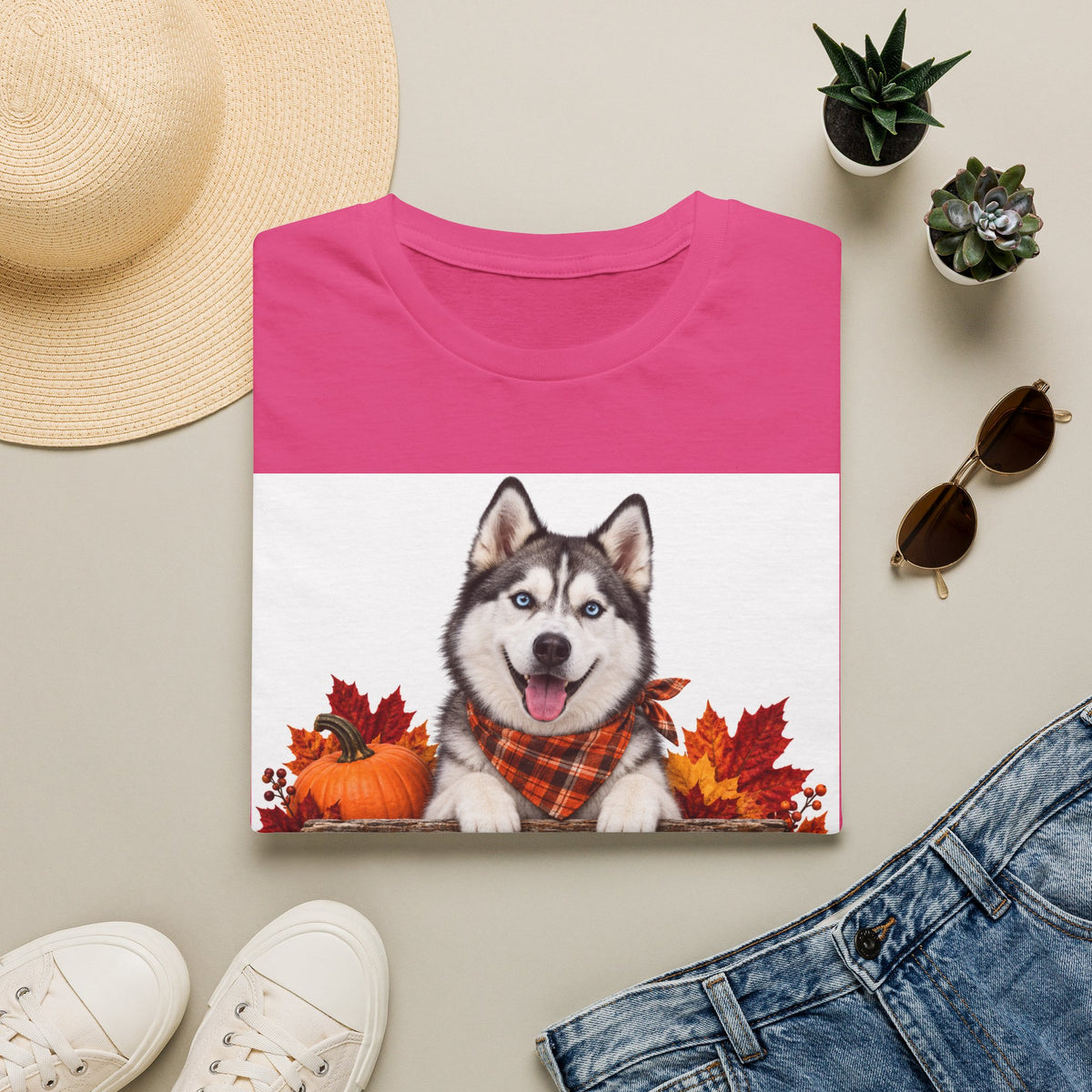 Husky Autumn Tee – 'Canine Chaos Co.' Fall Dog T-Shirt