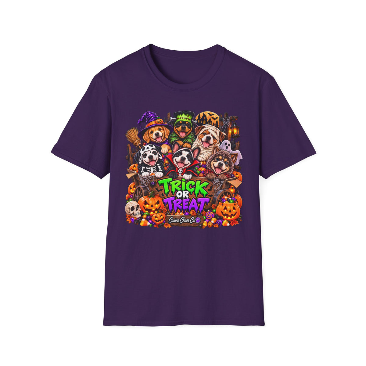 Halloween Dogs Trick or Treat T-Shirt — Cute Puppy Costume Graphic Tee