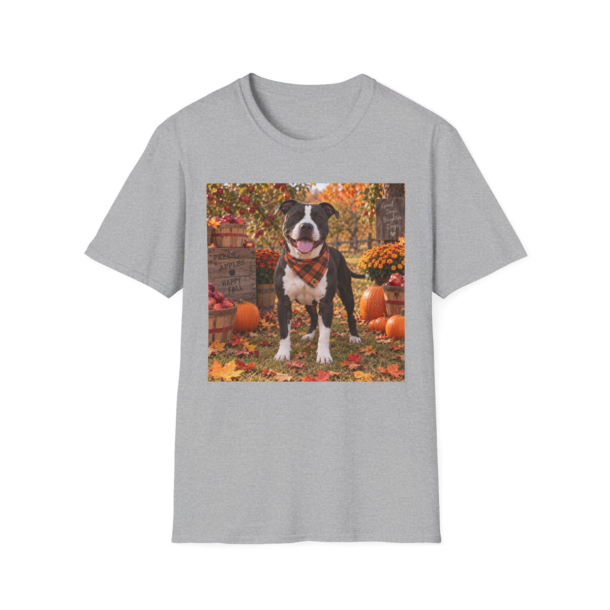 Pit Bull Fall T-Shirt – Autumn Dog Pumpkin Scarf Tee