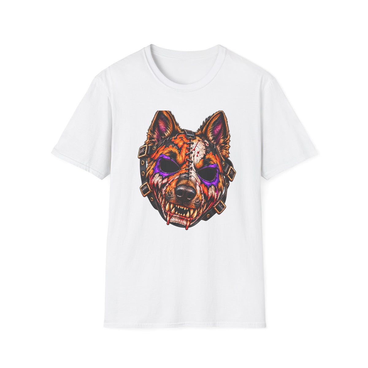 Horror Shepherd Mask T-Shirt — Neon Zombie Shepherd Graphic Tee