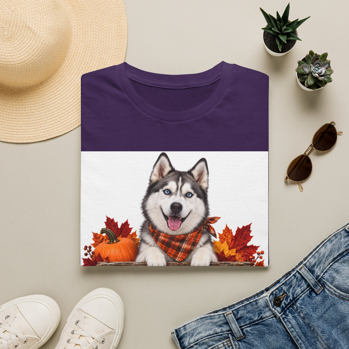 Husky Autumn Tee – 'Canine Chaos Co.' Fall Dog T-Shirt
