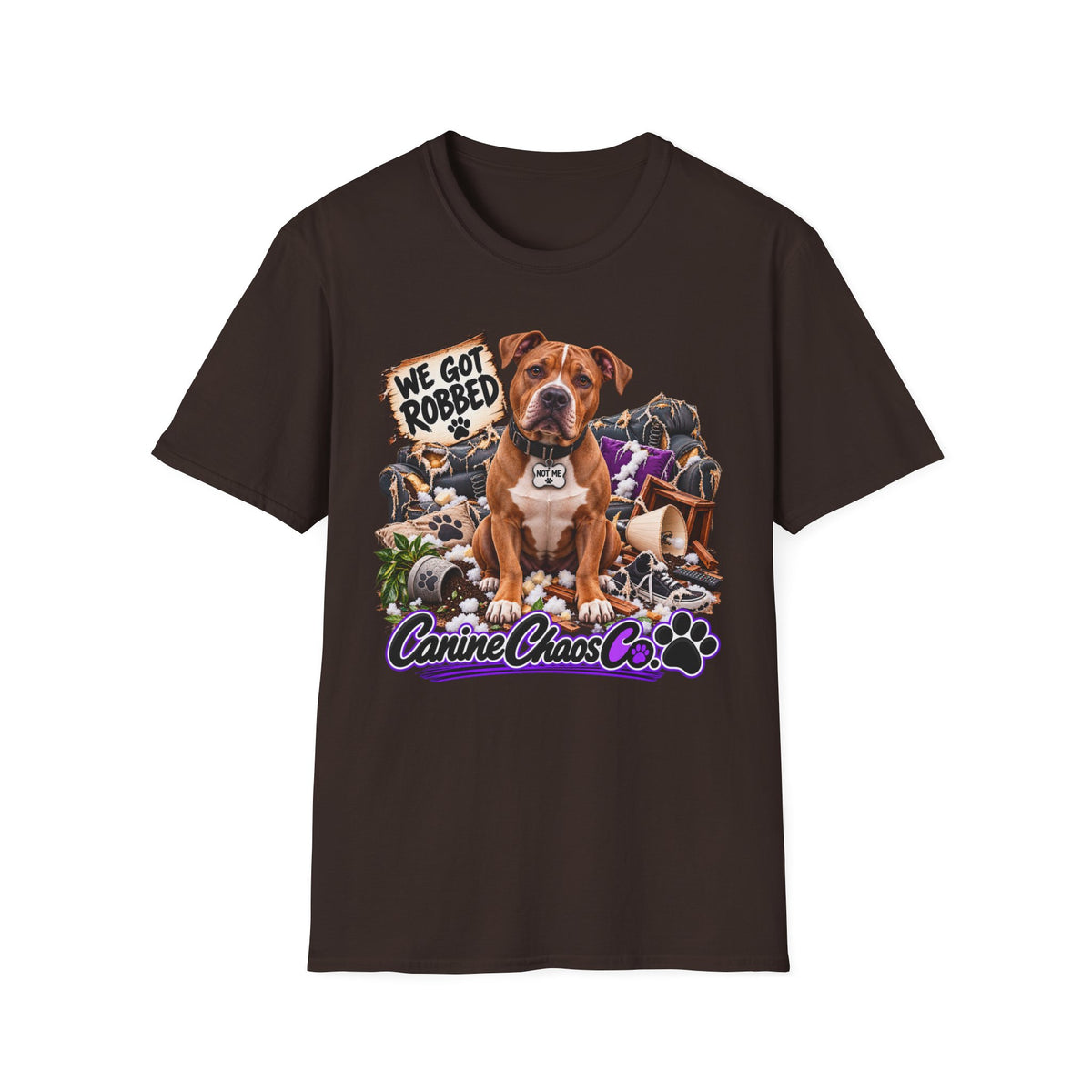 Canine Chaos Co. "We Got Robbed" Dog Graphic T-Shirt