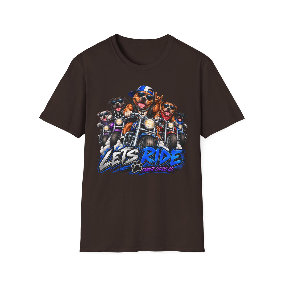 Let's Ride Dogs Motorcycle T-Shirt — Funny Biker Pups Graphic Tee