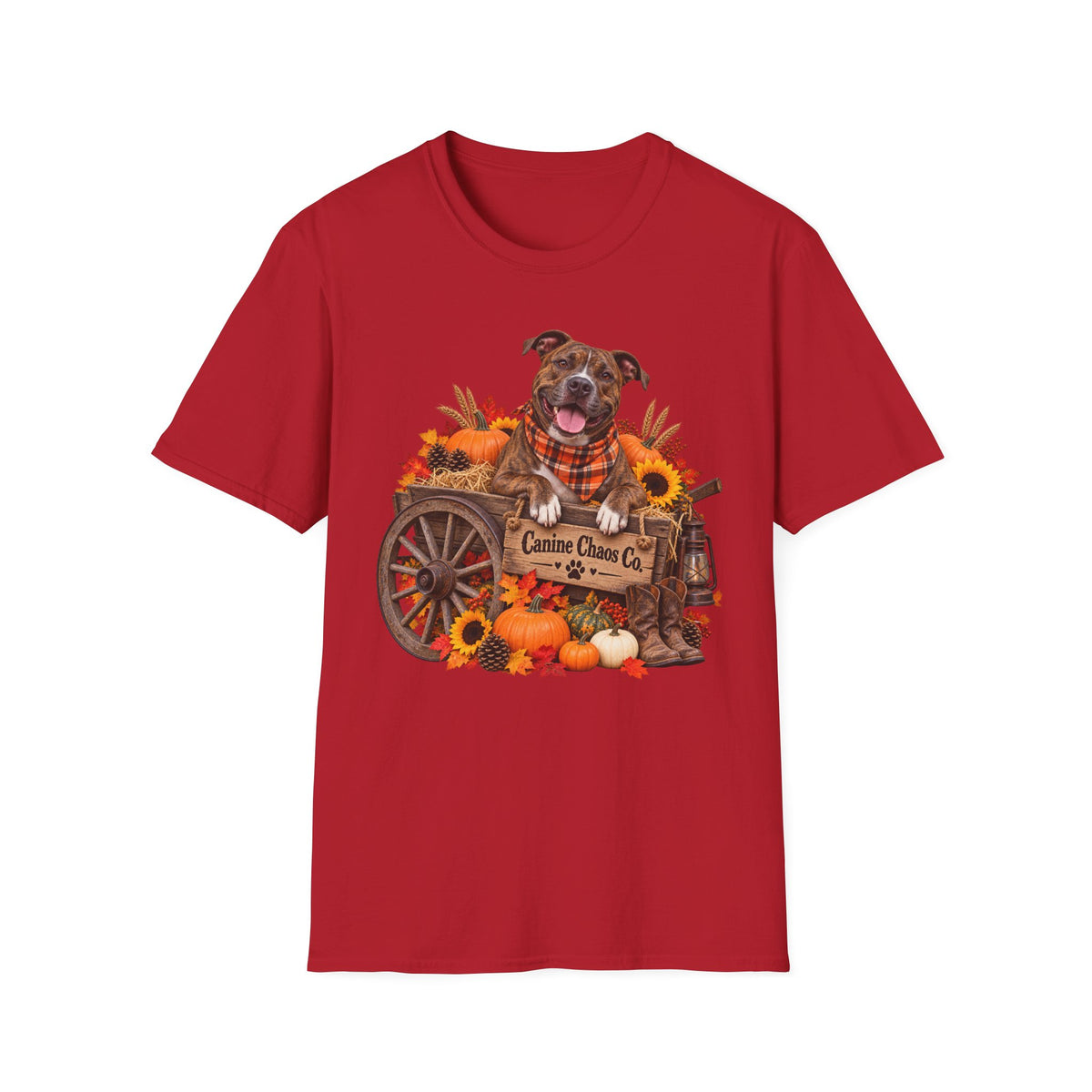 Fall Dog Harvest T-Shirt — 'Canine Chase Co.' Autumn Pumpkin Tee