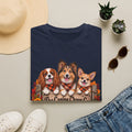 Fall Dog Trio T-Shirt — Cute Autumn Puppies with Plaid Scarves