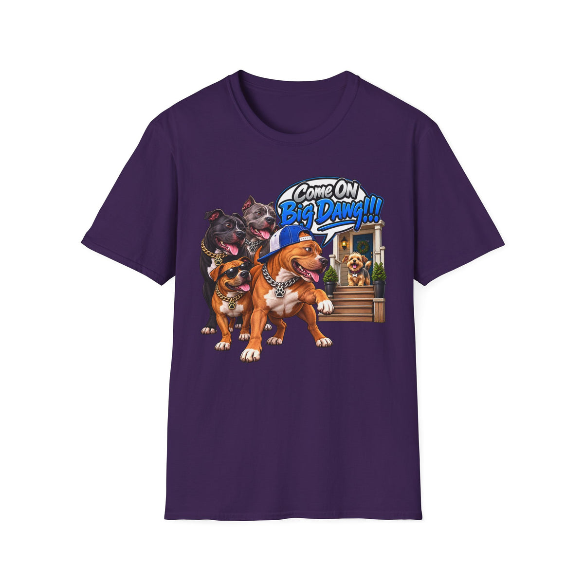 Come On Big Dawg! Funny Bulldog & Pups Graphic T-Shirt