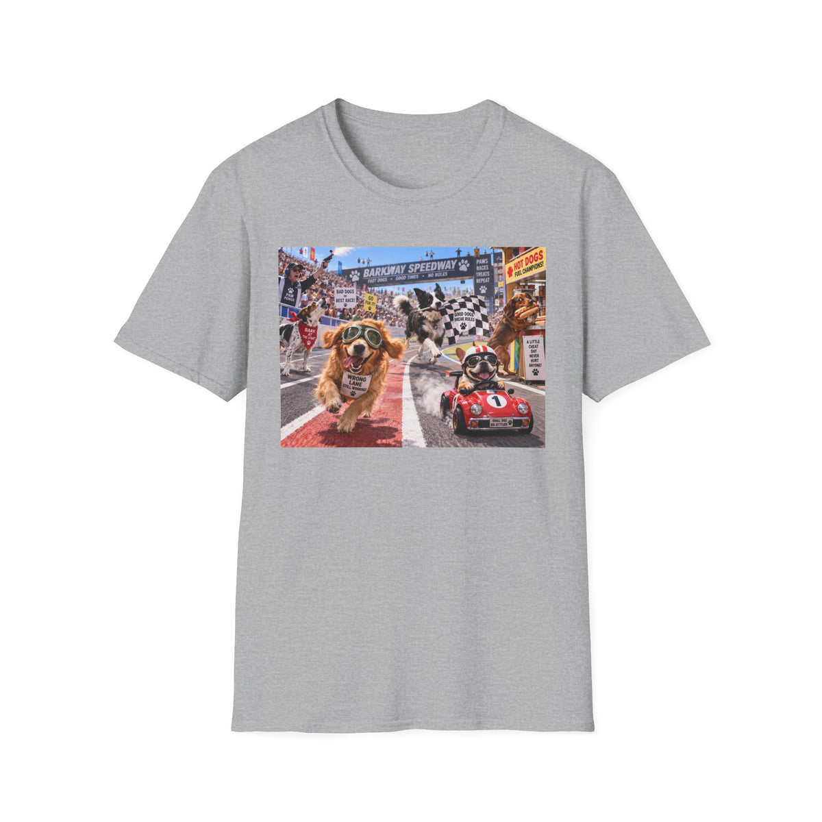 Dog Racing Graphic T-Shirt — Vintage Pit Stop Cartoon Tee