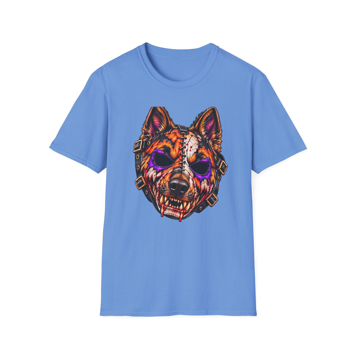 Horror Shepherd Mask T-Shirt — Neon Zombie Shepherd Graphic Tee