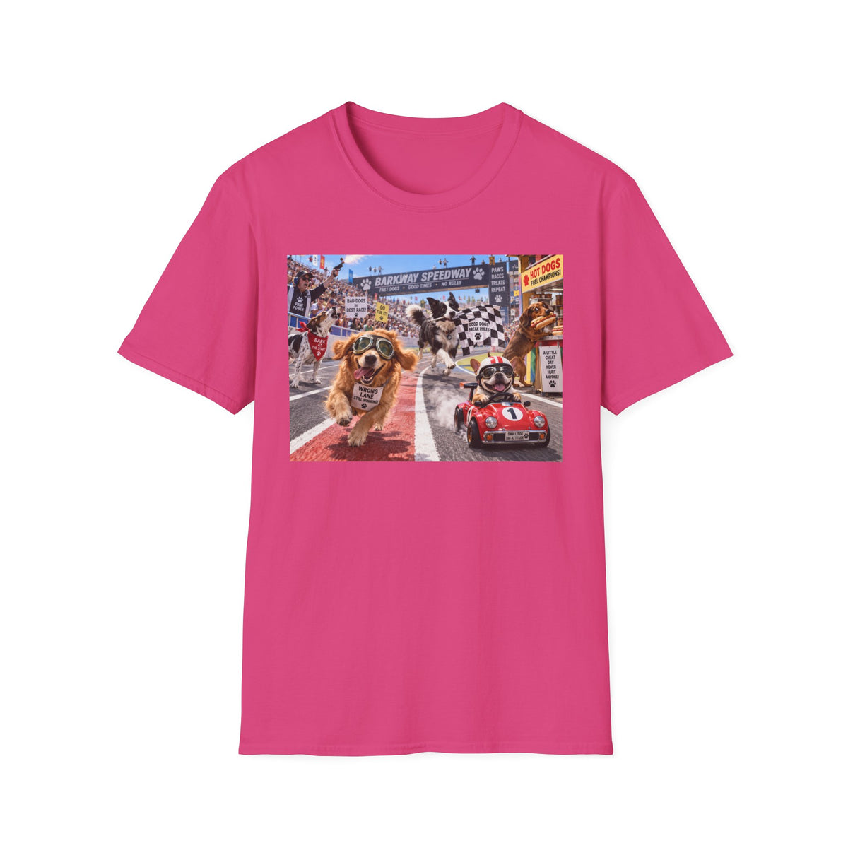 Dog Racing Graphic T-Shirt — Vintage Pit Stop Cartoon Tee