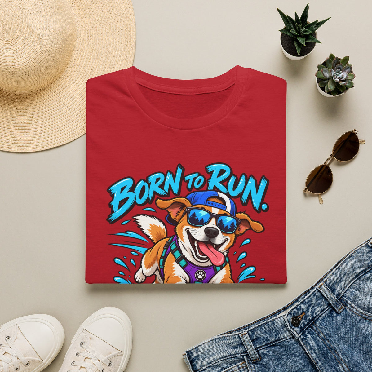 Born to Run Dog T-Shirt — "Born to Run, Distracted by Everything" Cute Corgi Running Tee
