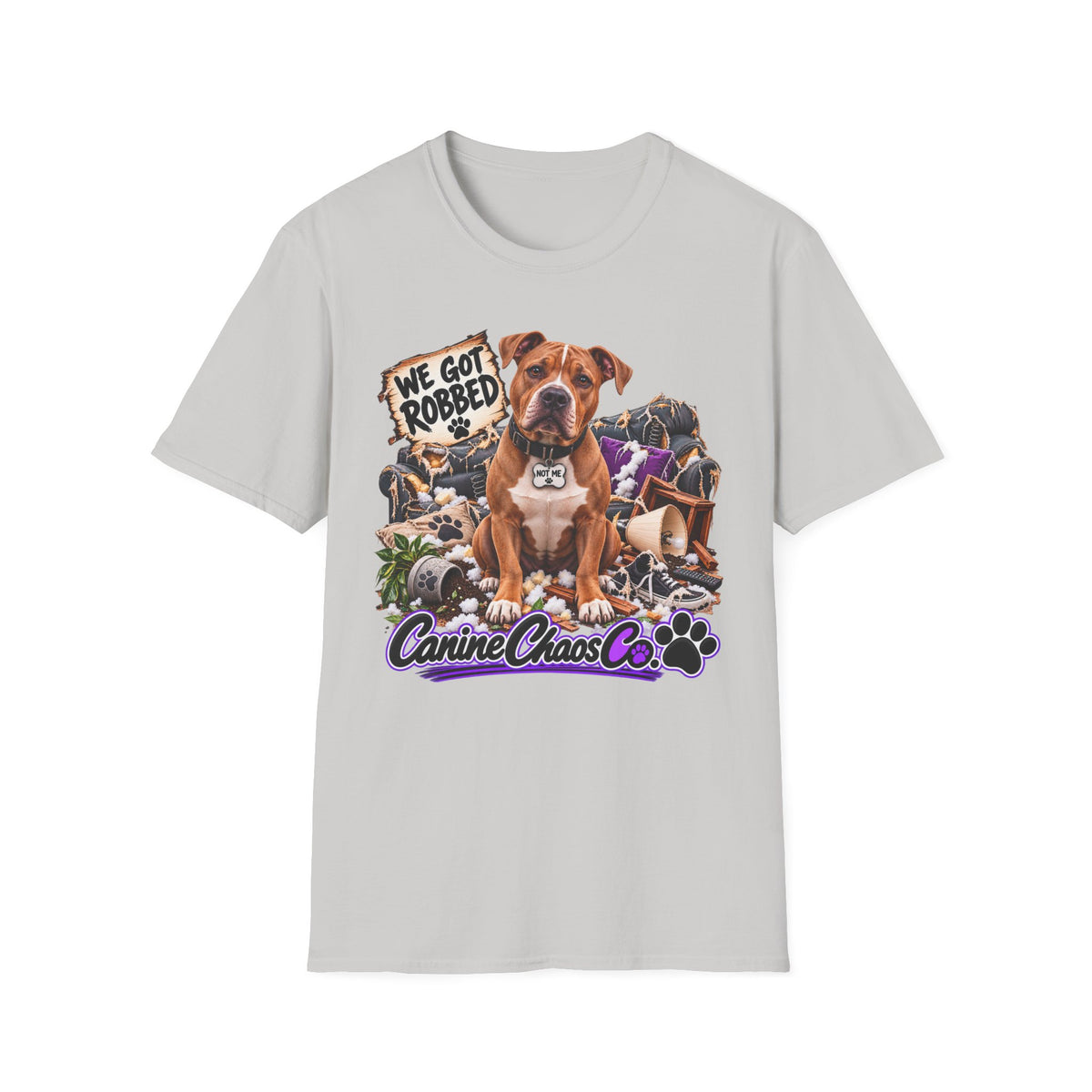 Canine Chaos Co. "We Got Robbed" Dog Graphic T-Shirt
