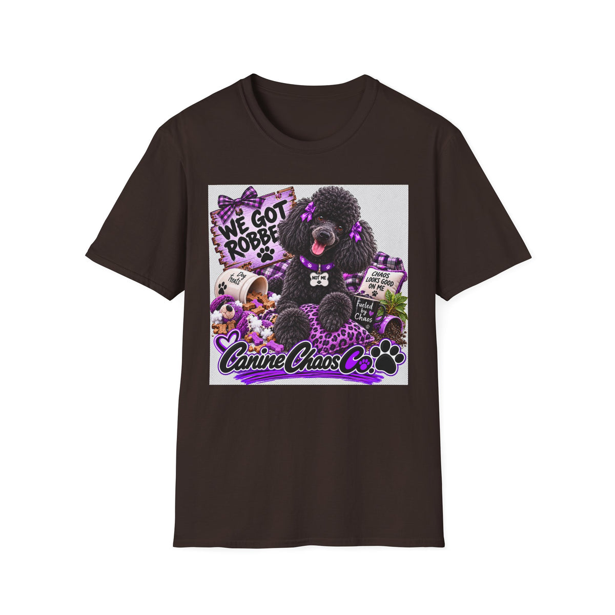 Poodle Paw Print Tee — “We Got Robbed” Canine Chaos Co. Graphic Shirt